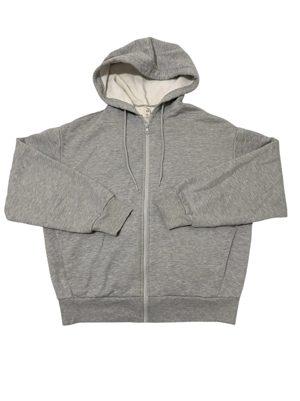 Alo Hoodie Full Zip Pockets Womens Small Gray Oversized Fleece Hooded